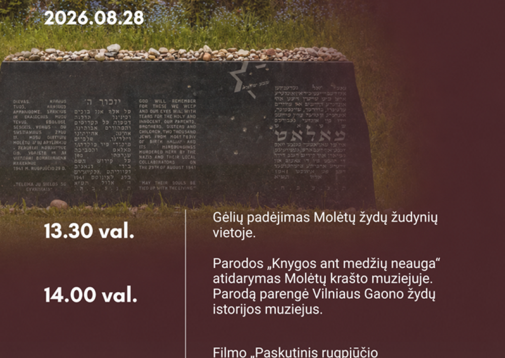 Kviečiame dalyvauti „Atminties kelio 1941–2026“ renginiuose, minint 85-ąsias Holokausto pradžios Lietuvoje metines ir Molėtų žydų holokausto dieną