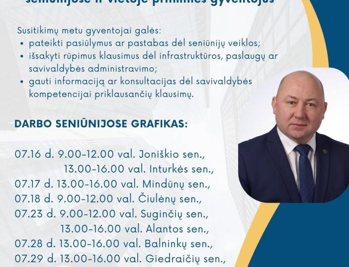 Administracijos direktoriaus Sigito Žvinio susitikimai su seniūnijų gyventojais liepos  16-31 dienomis