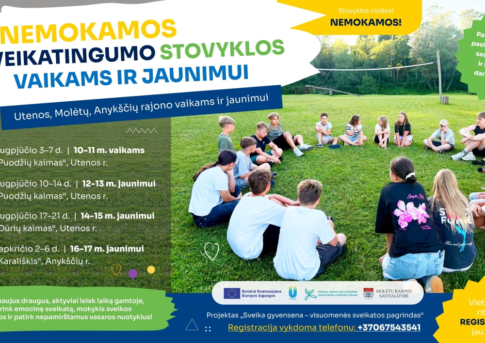 Nemokamos sveikatingumo stovyklos vaikams ir jaunimui