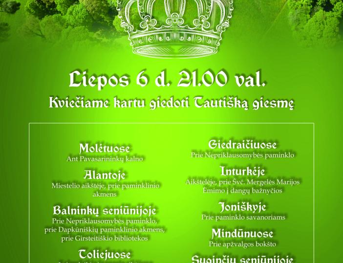 Liepos 6 d. kviečiame kartu giedoti Tautišką giesmę