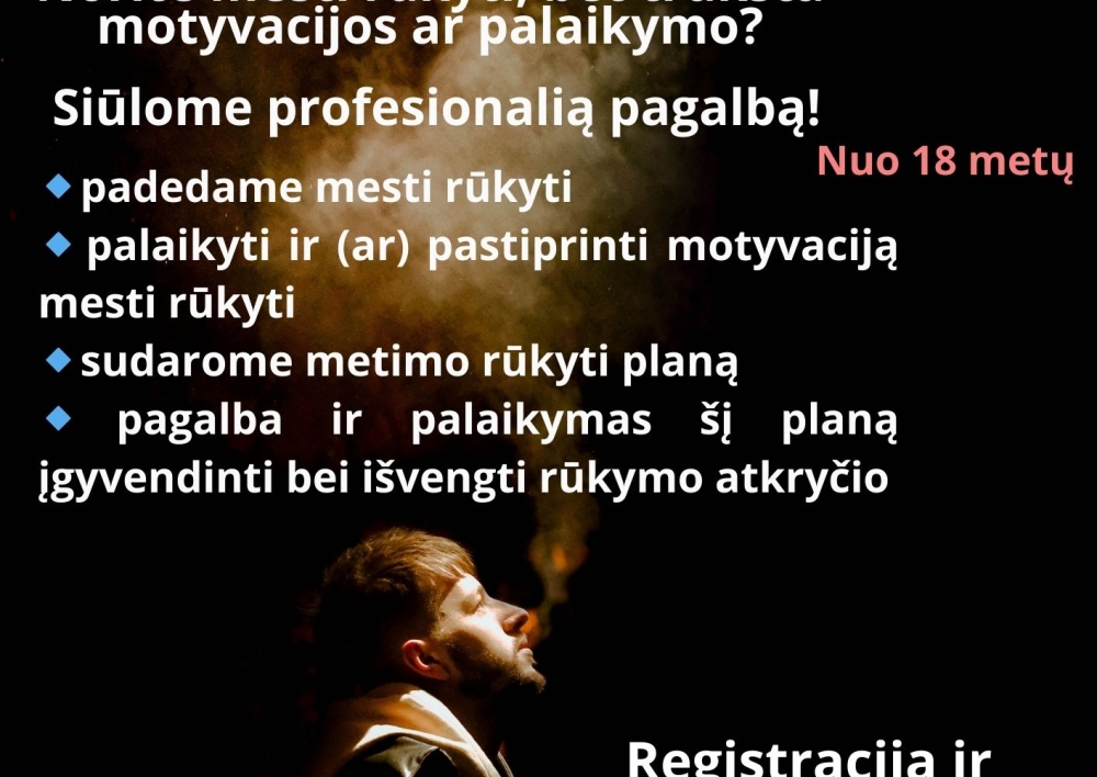 Metimo rūkyti pagalbos paslaugos Molėtų rajono gyventojams