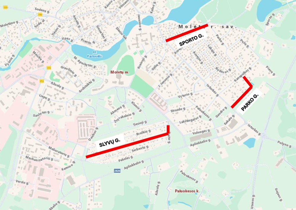 Liepą bus pradėtas Molėtų miesto Parko, Sporto ir Slyvų gatvių remontas. Ką reikia žinoti gyventojams