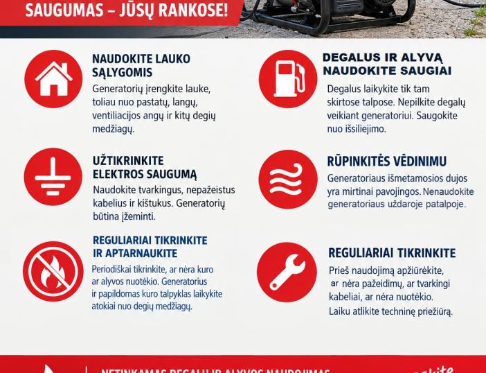 Saugus elektros generatorių naudojimas – ką svarbu žinoti?