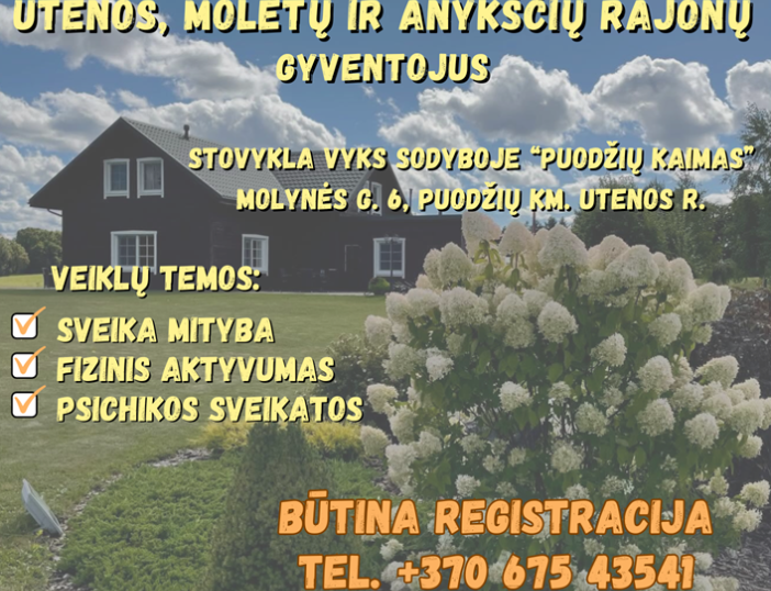 Sveikatingumo stovykla Utenos, Molėtų ir Anykščių rajonų gyventojams