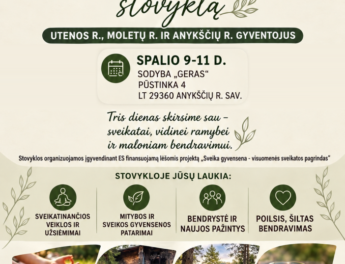 Kviečiame į nemokamą suaugusiųjų sveikatingumo stovyklą