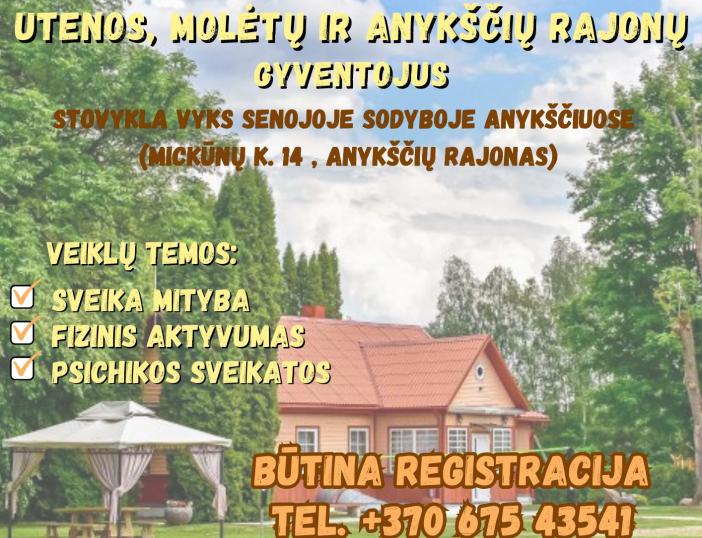 Kviečiame į nemokamą suaugusiųjų sveikatingumo stovyklą