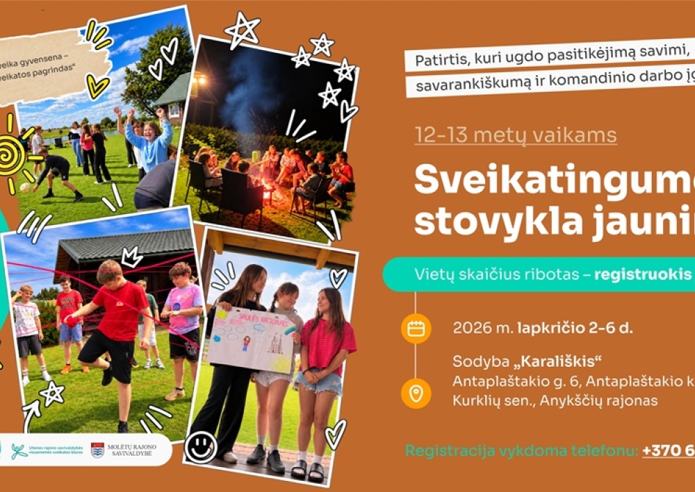 12–13 metų vaikai kviečiami į nemokamą sveikatingumo stovyklą