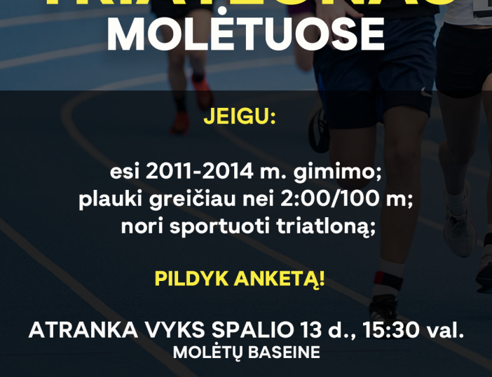 Molėtuose buriama triatlono grupė – kviečiami 2011–2014 m. gimę jaunuoliai