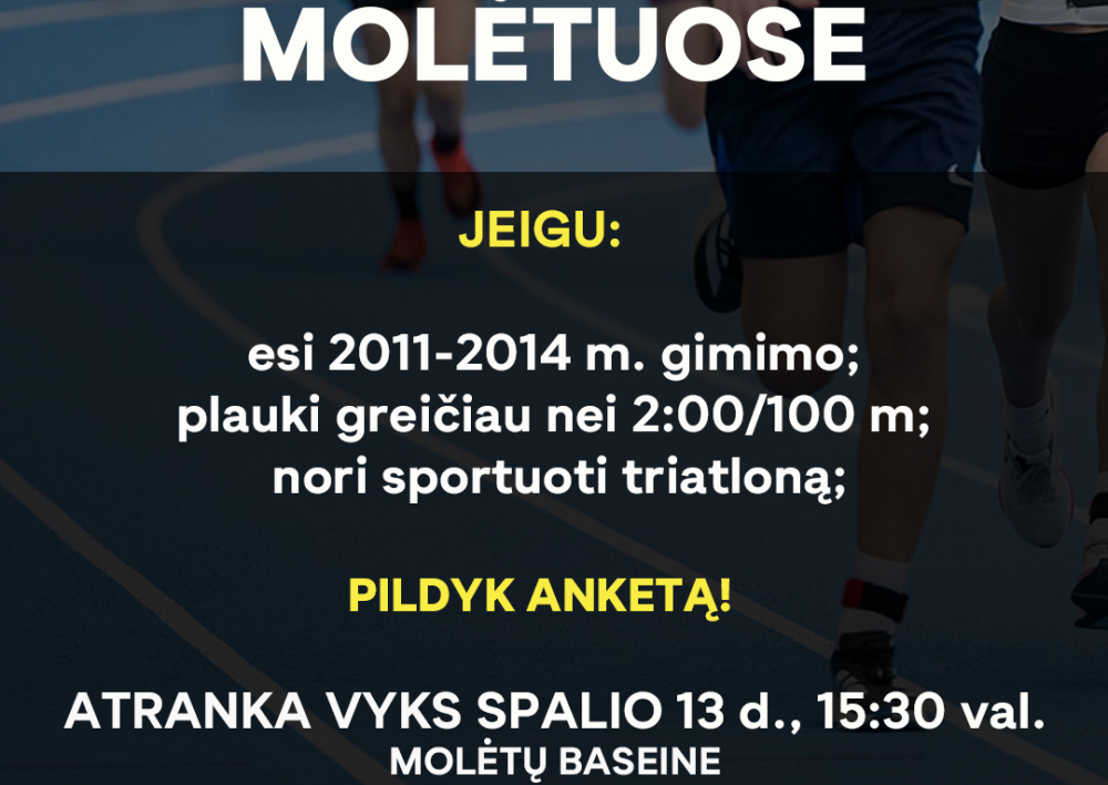 Molėtuose buriama triatlono grupė – kviečiami 2011–2014 m. gimę jaunuoliai
