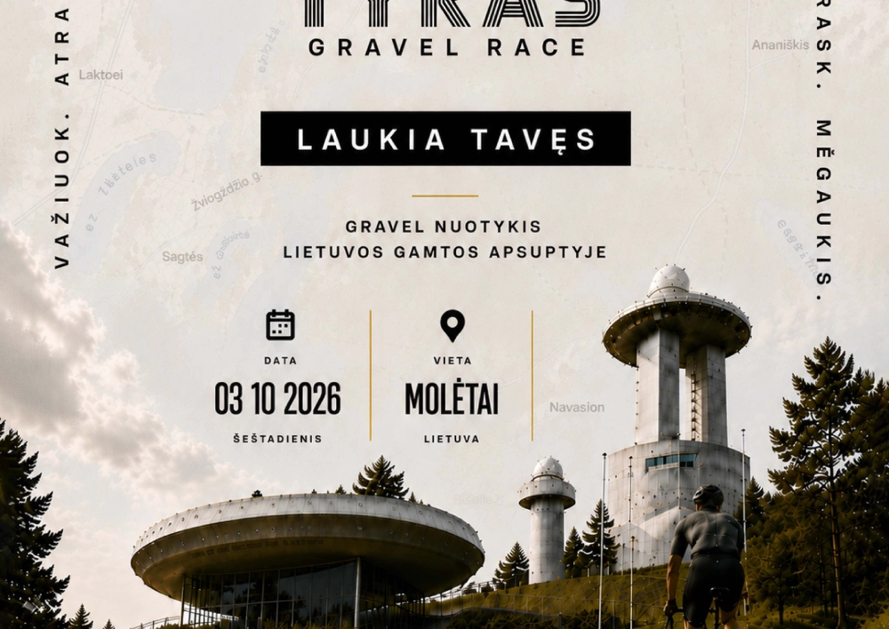 Spalio 3 d. Molėtų rajone vyks „TYRAS Gravel Race“ dviračių lenktynės